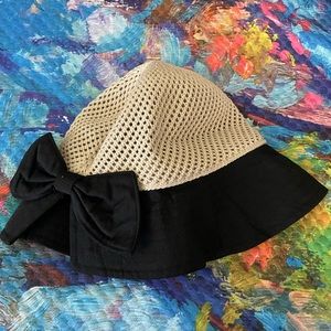 Cute straw and fabric summer hat